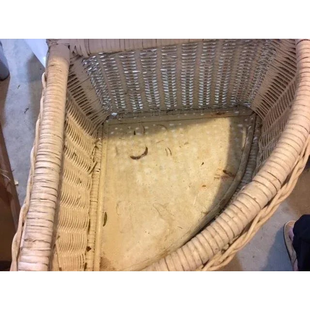 White Vintage White Wicker Corner Stand W Storage For Sale - Image 8 of 11
