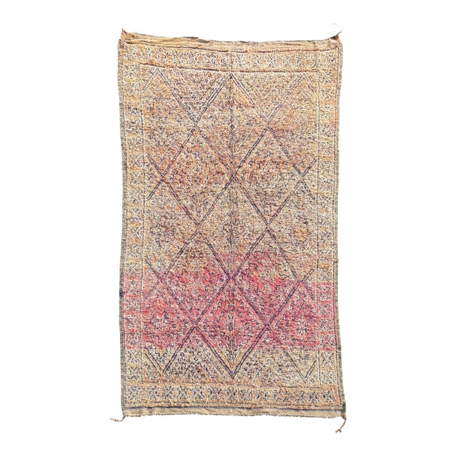 Vintage Moroccan Boujad Rug – Handwoven Wool Carpet For Sale