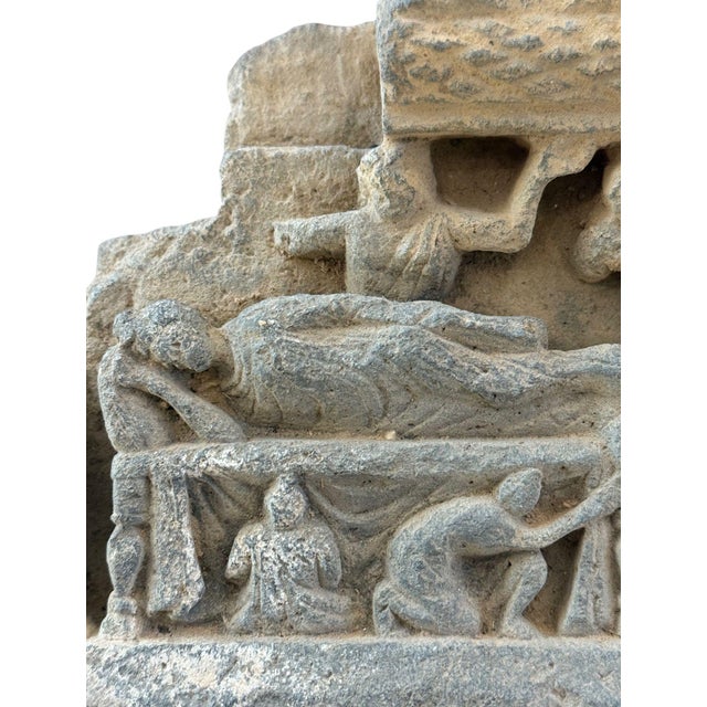 Gray Ancient Gandharan Schist Parinirvana Relief, 2nd–4th Century Ad For Sale - Image 8 of 11