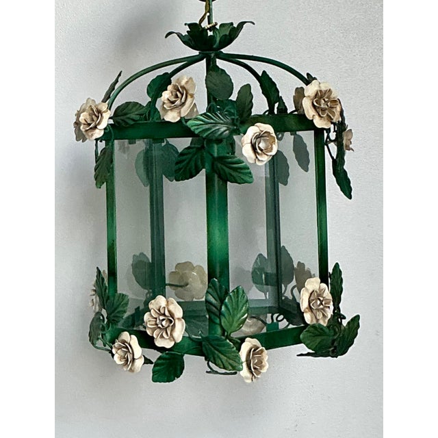 Vintage Floral Tole Lantern For Sale - Image 4 of 12