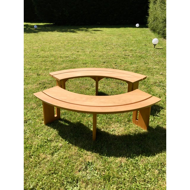Pierre chapo, a pair of benches, in solid elm, model s38 a, created in 1973, produced by the seltz art cabinetmaker,...