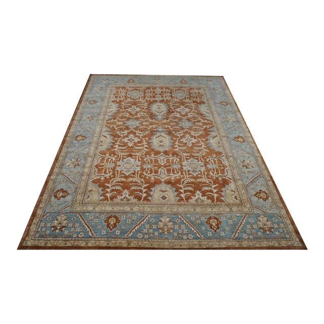 Afghan Sultanabad Masters Wool 9X12 Rust, Blue & Ivory Handmade Area Rug #9902778 For Sale