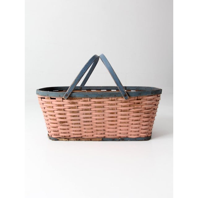 Antique American Splint Weave Gathering Basket For Sale - Image 9 of 15
