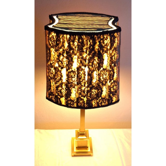 Large Vintage Table Lamp with Brass Base and Shade from Lamplove, 1970s For Sale - Image 3 of 9