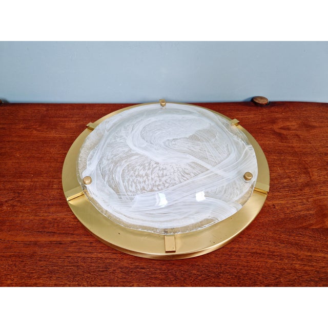 Large Brass and Murano Glass Ceiling Light from Hillebrand Lightning, 1970s For Sale - Image 9 of 18