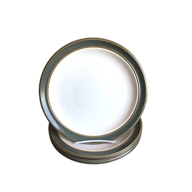 Vintage Dansk Sirocco Spruce Green Stoneware Ridged Dinner Plates- Set of 4 For Sale In Los Angeles - Image 6 of 6