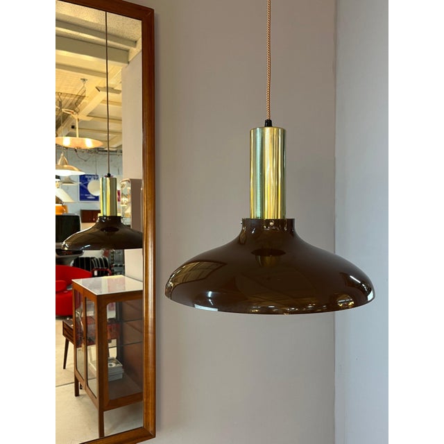 Danish Hanging Lamp with Brown Brass For Sale - Image 5 of 11