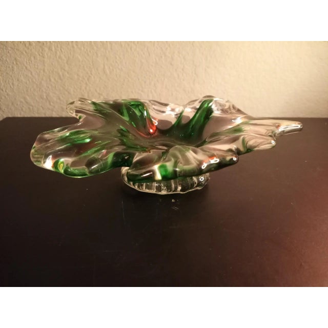 This is Chalet Art Glass 8" Leaf Pattern Ashtray Procured at auction BOX D