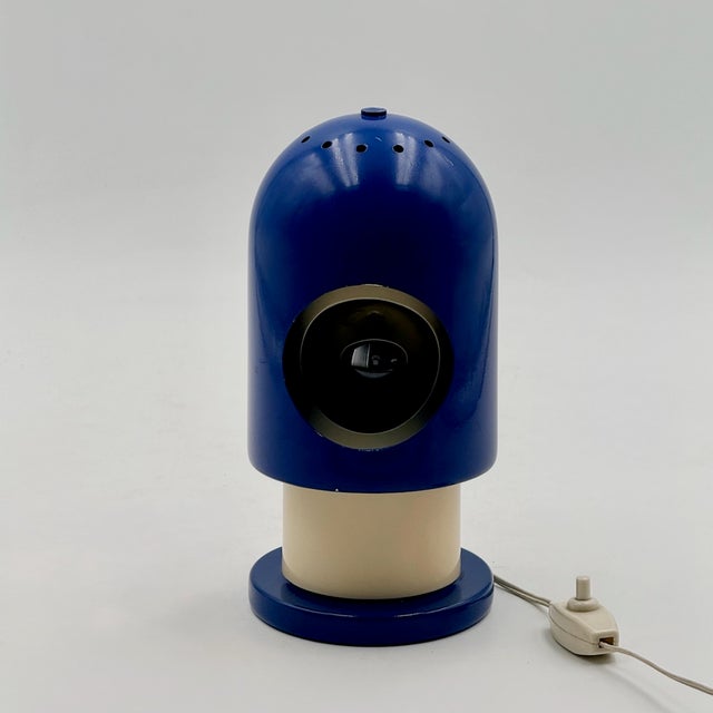 Metal Space Age Blue Metal Eclipse Table Lamp, Italy, 1960s For Sale - Image 7 of 17