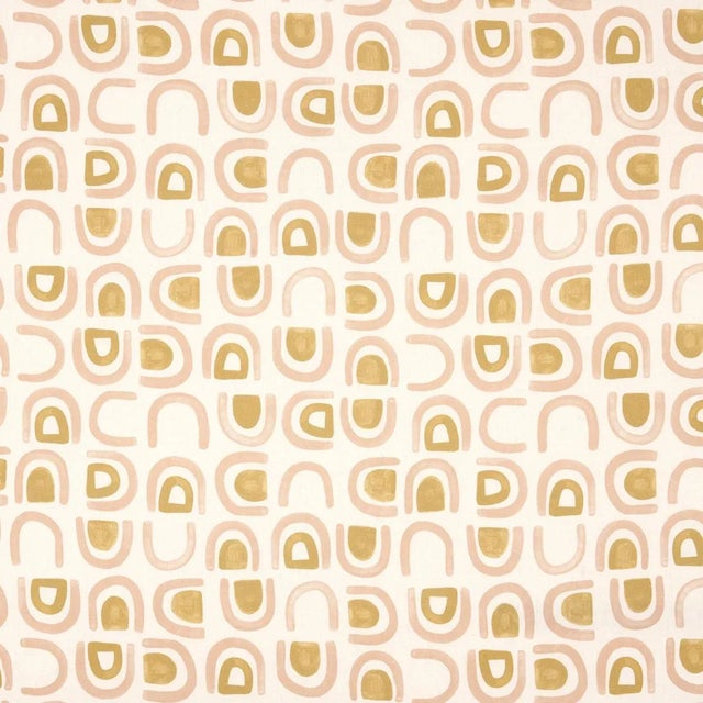 Sample - Schumacher X Hadiya Williams Threshold Printed Linen Fabric in Salt & Ochre For Sale