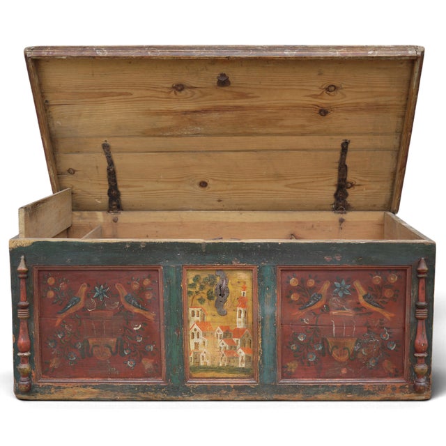 Alpine Painted Chest with Birds and Flower Vases For Sale - Image 9 of 15