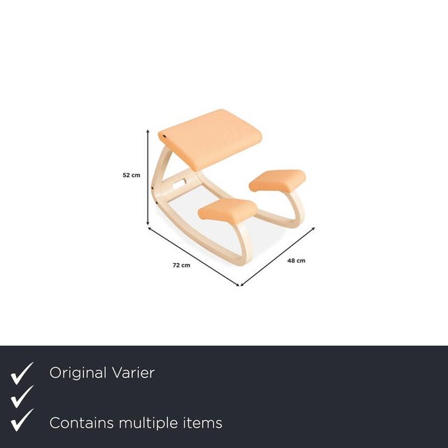 Modern Ash and Fabric Variable Stools in Apricot and Black by Peter Opsvik for Varier, Set of 2 For Sale - Image 3 of 18