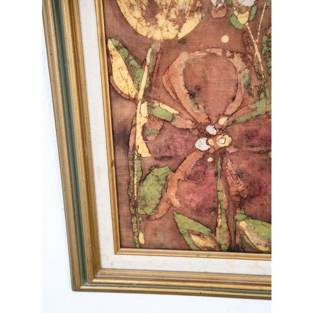 Pink Mid Century Modern Tapestry Floral Batik Fabric Original Art Lenea Flowers MCM For Sale - Image 8 of 12