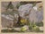034 - Plein Air-Denver Botanic Gardens, 5/11/22 by Judd Mercer | Gouache Painting of rocks and flowers For Sale