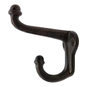 Contemporary Black Cast Iron Double Arm Acorn Wall Hook