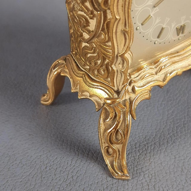 Gold Mechanical Table Alarm Clock in Gil Metal from Emes, 1960s For Sale - Image 8 of 15