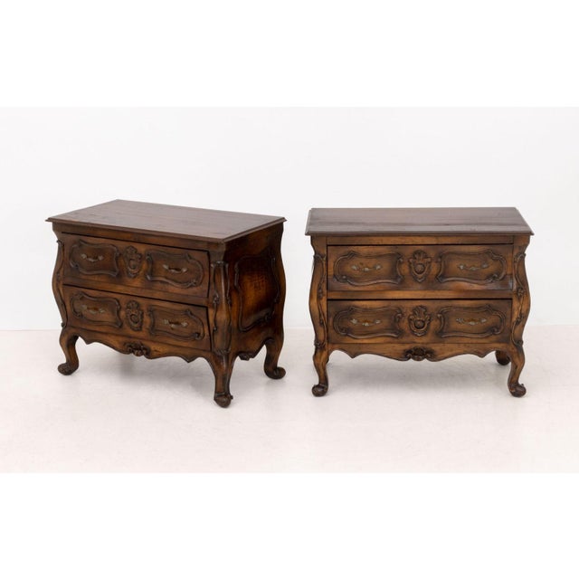 Louis XVI Style Walnut Bombe Chests, Pair For Sale - Image 9 of 10