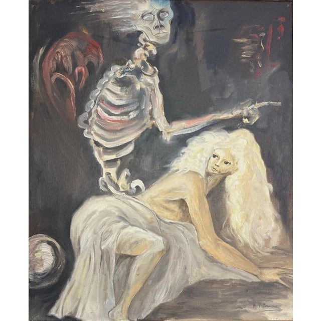 Eberhard Schmidt, Skeleton Rides the Virgin – Mortui Salutant!, Oil Painting on Canvas For Sale - Image 13 of 13