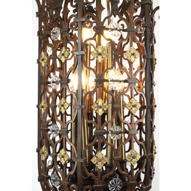 Bronze Early 20th Century Wrought Bronze Spanish Revival Pendant Light For Sale - Image 8 of 12