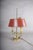 French Bouillotte Two-Light Table Lamp in Brass with Red Tôle Shade, 1930s For Sale - Image 3 of 13