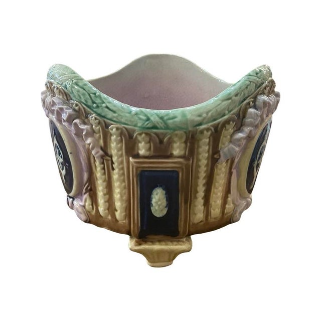 Victorian Late 19th Century Majolica Footed Planter For Sale - Image 3 of 7