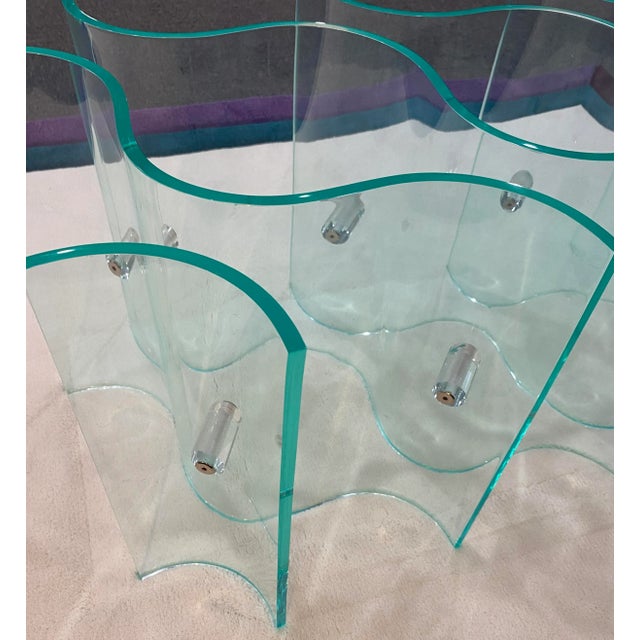 Glass Mid-Century Modern Hollywood Regency Sculpted Lucite and Glass Coffee Table For Sale - Image 7 of 9