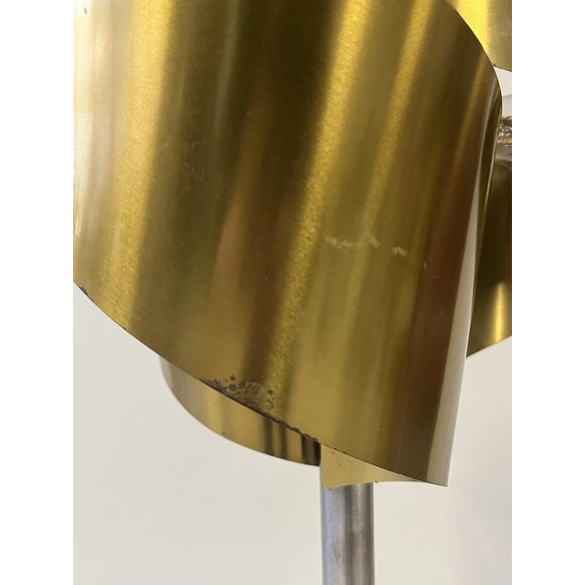 Italian Floor Lamp in Brushed Steel with Brass Top, 1970s For Sale - Image 11 of 14