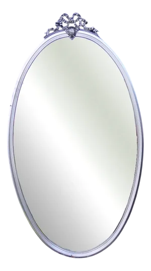 Louis XVI Style Oval Knot Mirror in Silver Metal, 1970s