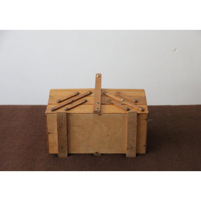 Wooden Folding Sewing Box, 1950s For Sale - Image 4 of 5