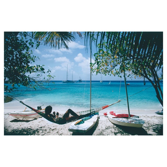 Slim Aarons, Mustique Hammock, Estate Stamped Photographic Print For Sale