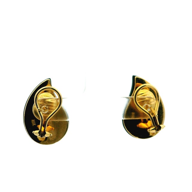 1970s Vintage Maz 14k Gold Onyx and Diamond Clip Earrings, A Pair For Sale - Image 5 of 16
