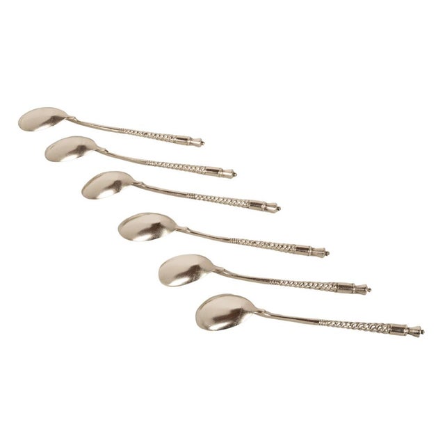 Metal Antique Russian Imperial Silver Spoons by Fedor Rückert Faberge Moscow 1889 - Set of 6 For Sale - Image 7 of 15