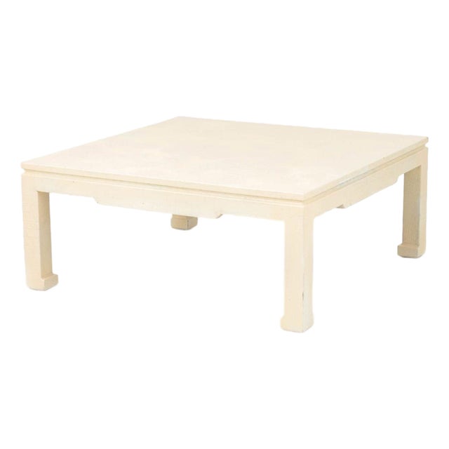 Karl Springer Attr. Faux Crocodile Coffee Table For Sale