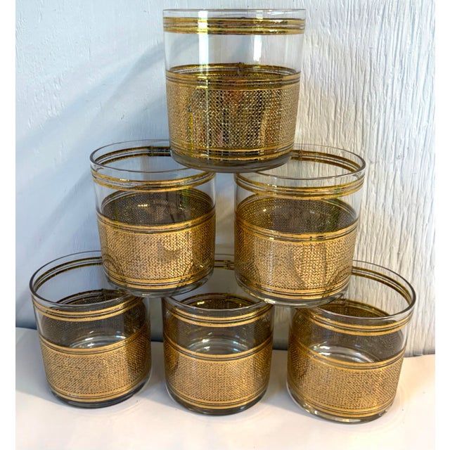 Nice set of Mid century culver lowball glasses with gold trim