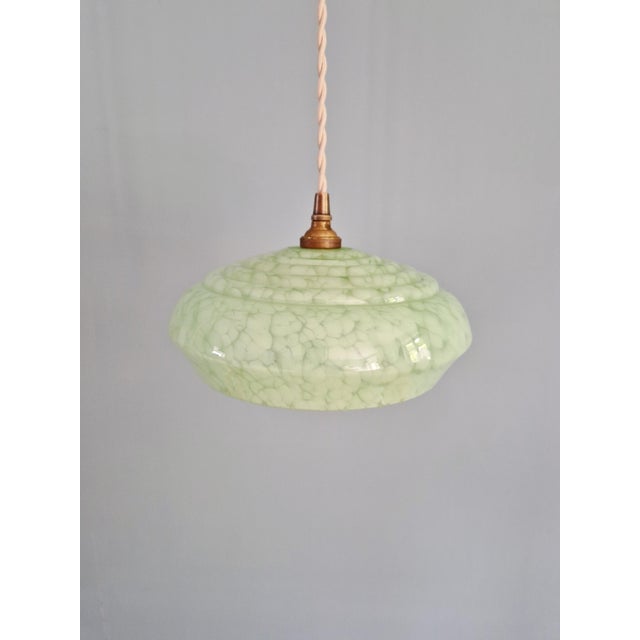 Art Deco Pendant Lights in Speckled Glass, 1930s, Set of 2 For Sale - Image 3 of 12