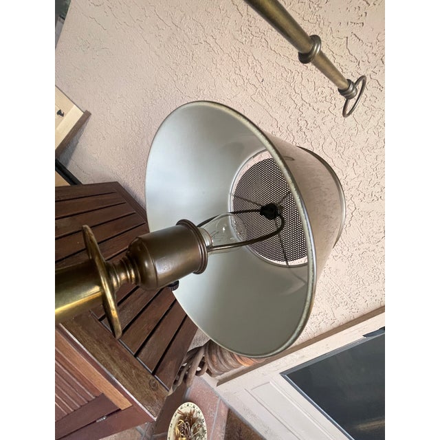 Vintage Student Bronze Toleware Desk Lamp For Sale - Image 9 of 9