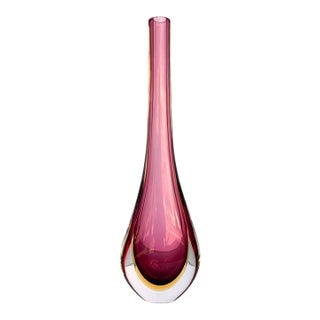 Vintage Murano Sommerso Formia Art Glass Vase — Cranberry For Sale