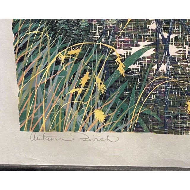 Paper 1980s Gordon Mortensen "Autumn Birch" Hand Signed Woodcut Reduction Art Last One For Sale - Image 7 of 8