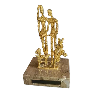1960s Sascha Brastoff "The Family" Modernist Figurative 14k Gold Plated Sculpture