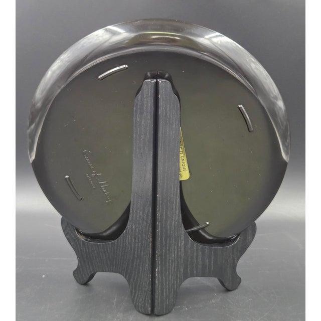Mid-Century Modern Mid-Century Couroc of Monterey California Hand-Inlaid Owl Round Black Serving Tray For Sale - Image 3 of 18