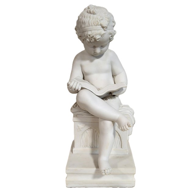 Pair Antique French White Bisque Porcelain Putti Baby Cherubs Sculpture Figures For Sale - Image 11 of 18