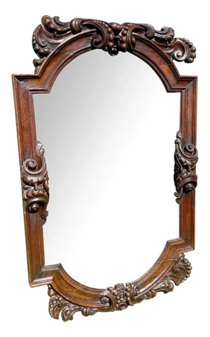 Large 19th Century Renaissance Style Oak Mirror