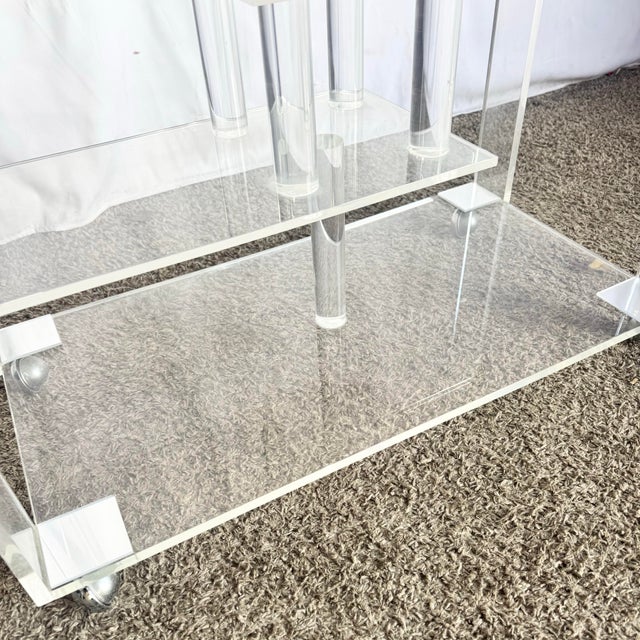 Transparent 1980s Postmodern Lucite Bar Cart For Sale - Image 8 of 11