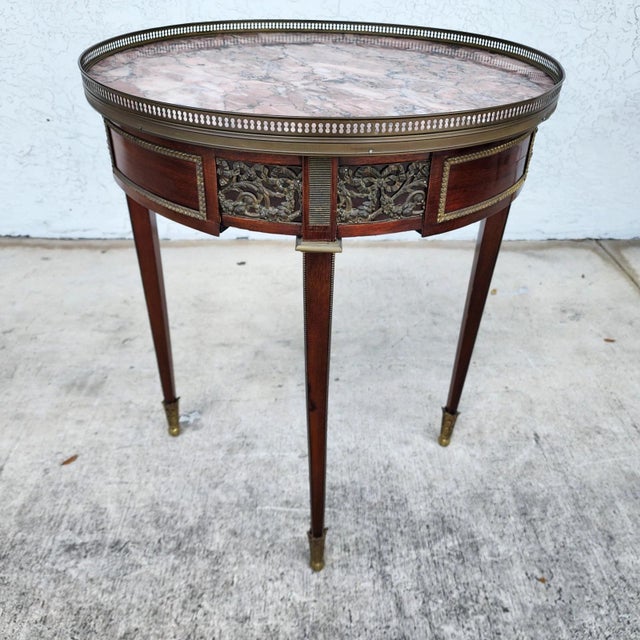 French Louis XVI Bouillotte Table With Rouge Marble Top For Sale - Image 13 of 17