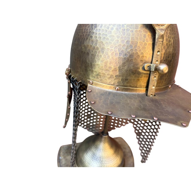 Hand Hammered Brass Warrior Helmet For Sale - Image 9 of 13