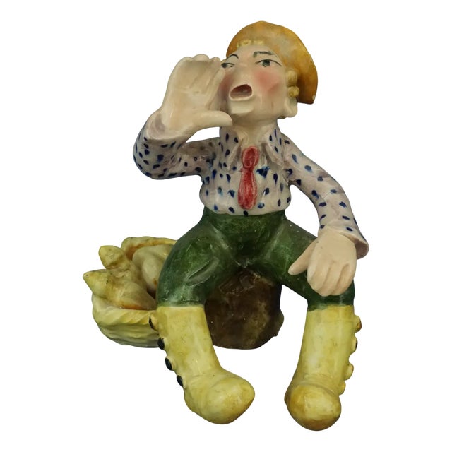 20th Century Ceramic Salesman Sculpture by Anzengruber for Carraresi and Lucchesi, Italy For Sale