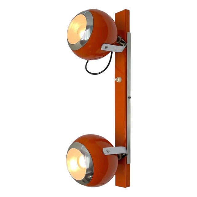 Space Age Orange Double Eyeball Spot Wall Lamp, 1970s For Sale