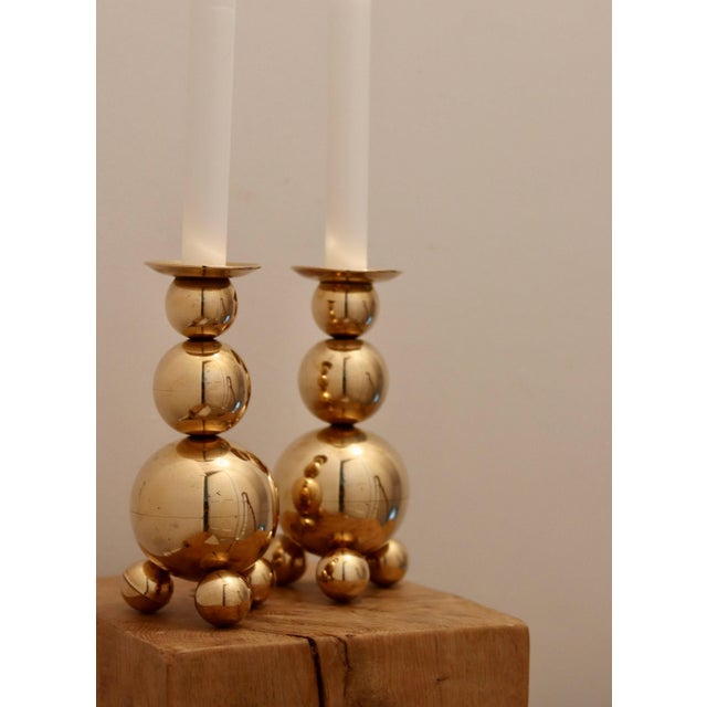 Mid-Century Modern Swedish Brass Candleholders from Gusum, 1982, Set of 2 For Sale - Image 9 of 9