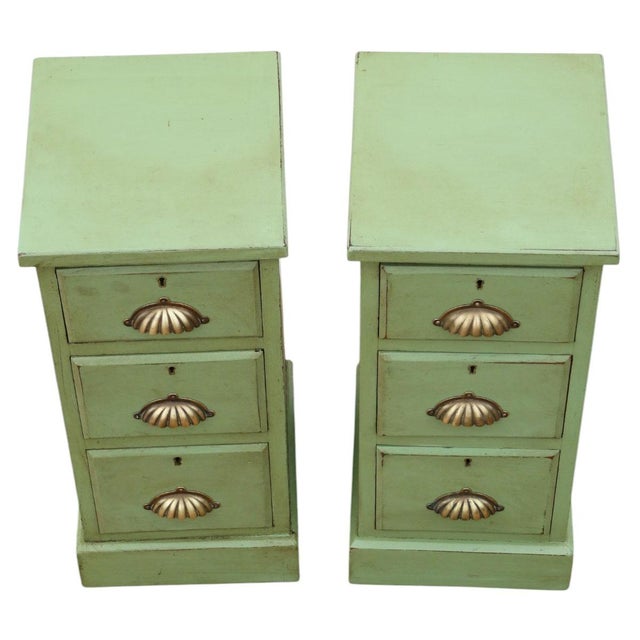 Antique Green Painted Bedside Tables, 1900, Set of 2 For Sale - Image 4 of 10