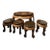 Mid-20th Century Hand-Carved Chinese Low Tea Table Set With 4 Nesting Stools & Matching Folding Screen - 6 Pieces For Sale